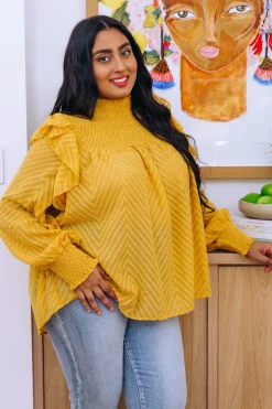 Cora Long Sleeve Top in Mustard