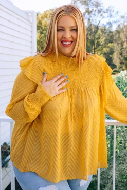 Cora Long Sleeve Top in Mustard