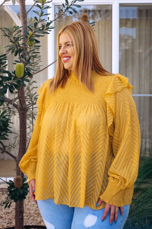 Cora Long Sleeve Top in Mustard