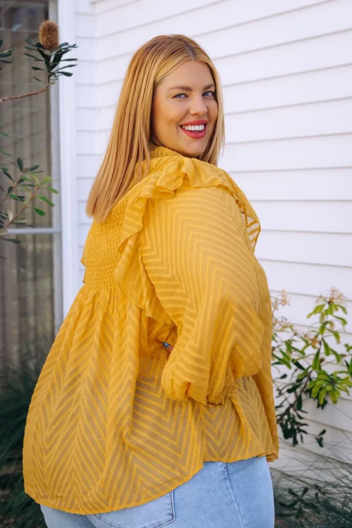 Cora Long Sleeve Top in Mustard
