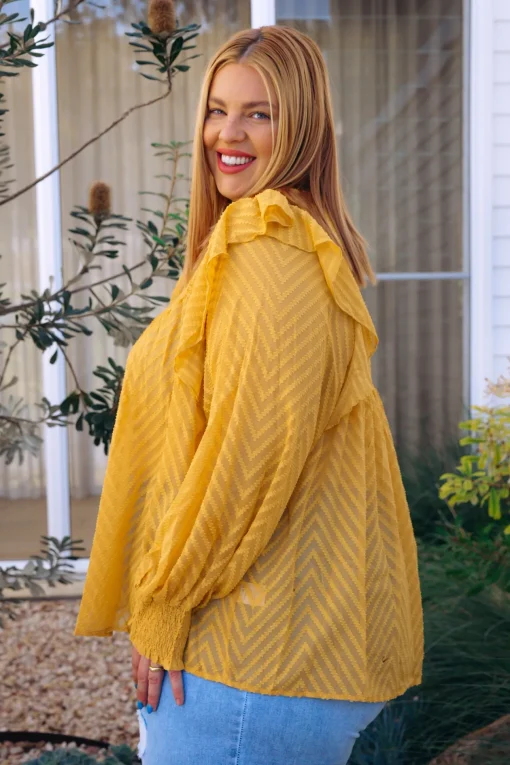 Cora Long Sleeve Top in Mustard
