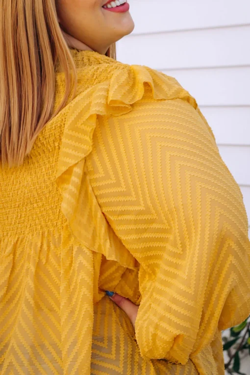 Cora Long Sleeve Top in Mustard