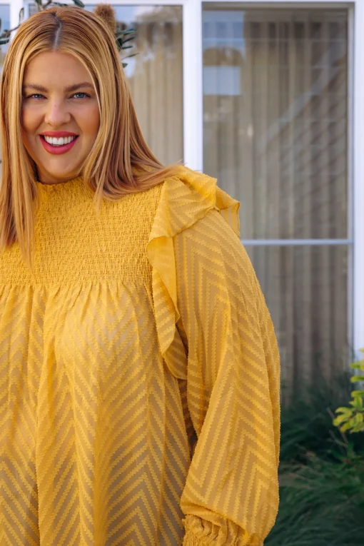 Cora Long Sleeve Top in Mustard