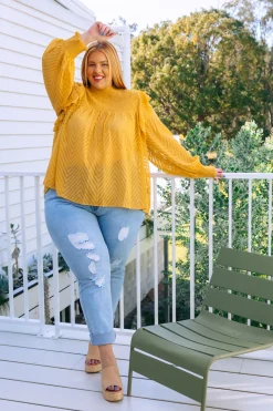 Cora Long Sleeve Top in Mustard