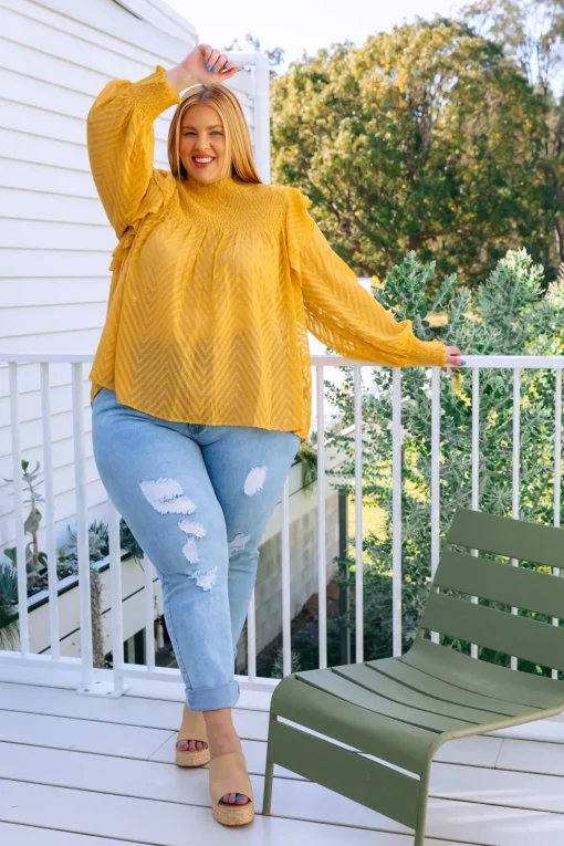 Cora Long Sleeve Top in Mustard