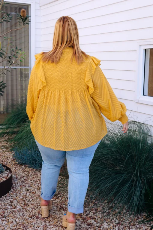Cora Long Sleeve Top in Mustard