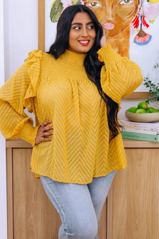 Cora Long Sleeve Top in Mustard