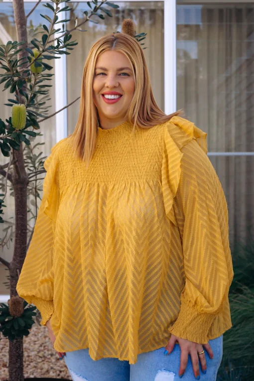 Cora Long Sleeve Top in Mustard