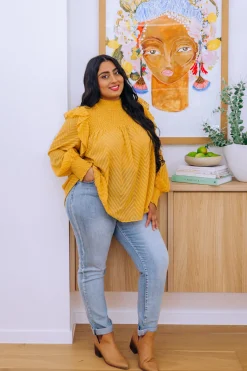 Cora Long Sleeve Top in Mustard