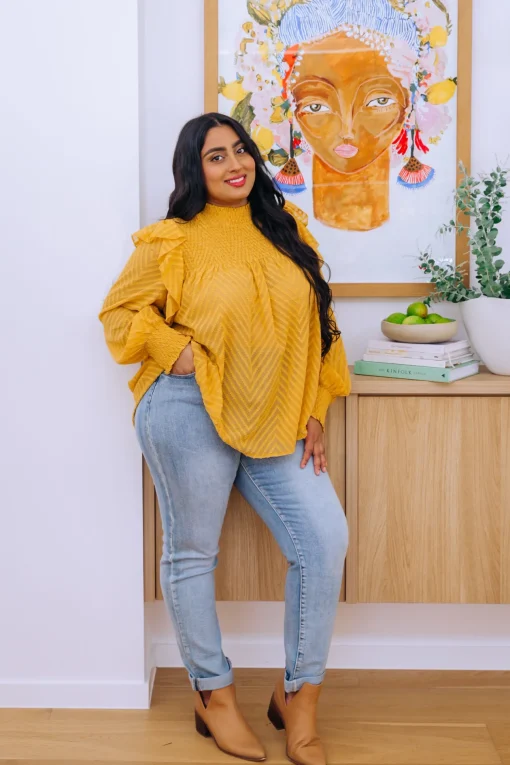 Cora Long Sleeve Top in Mustard