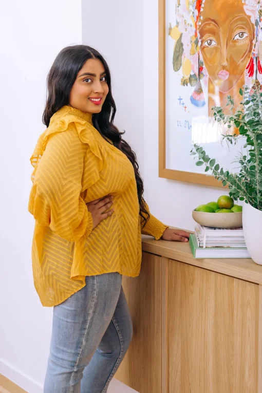 Cora Long Sleeve Top in Mustard