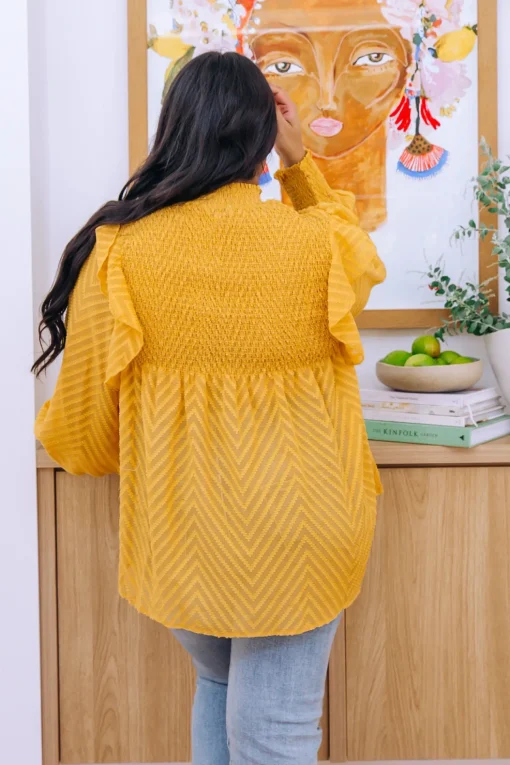 Cora Long Sleeve Top in Mustard