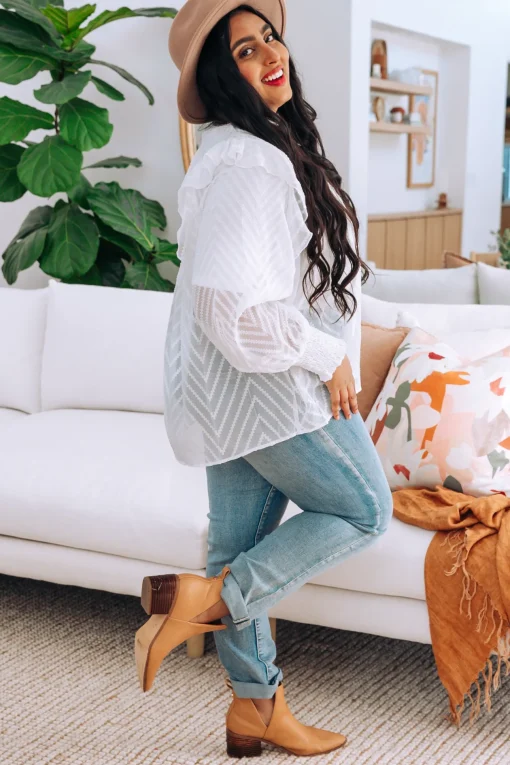 Cora Long Sleeve Top in White