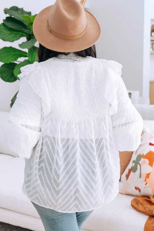 Cora Long Sleeve Top in White