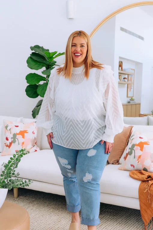 Cora Long Sleeve Top in White