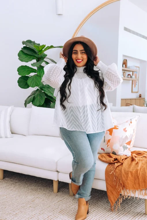 Cora Long Sleeve Top in White