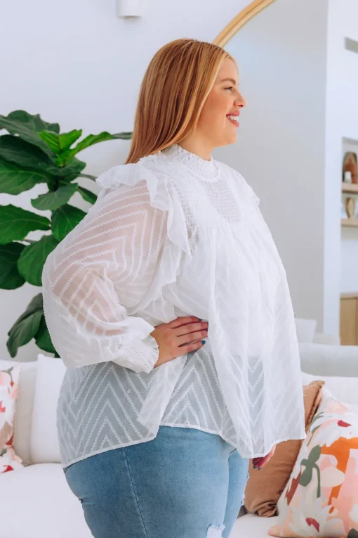 Cora Long Sleeve Top in White