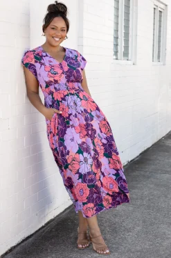 Ellie Floral Maxi Dress in Purple