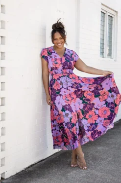 Ellie Floral Maxi Dress in Purple