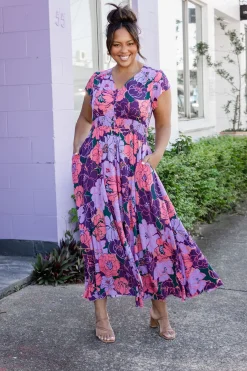 Ellie Floral Maxi Dress in Purple