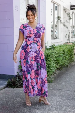 Ellie Floral Maxi Dress in Purple