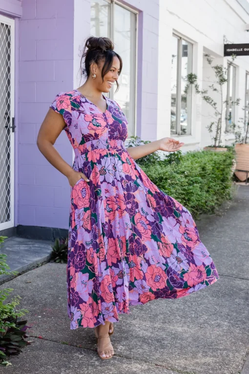 Ellie Floral Maxi Dress in Purple