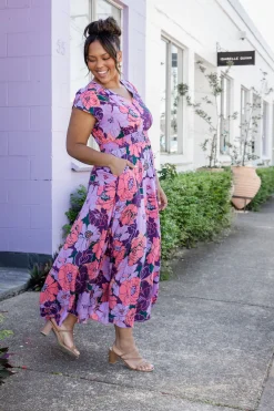 Ellie Floral Maxi Dress in Purple