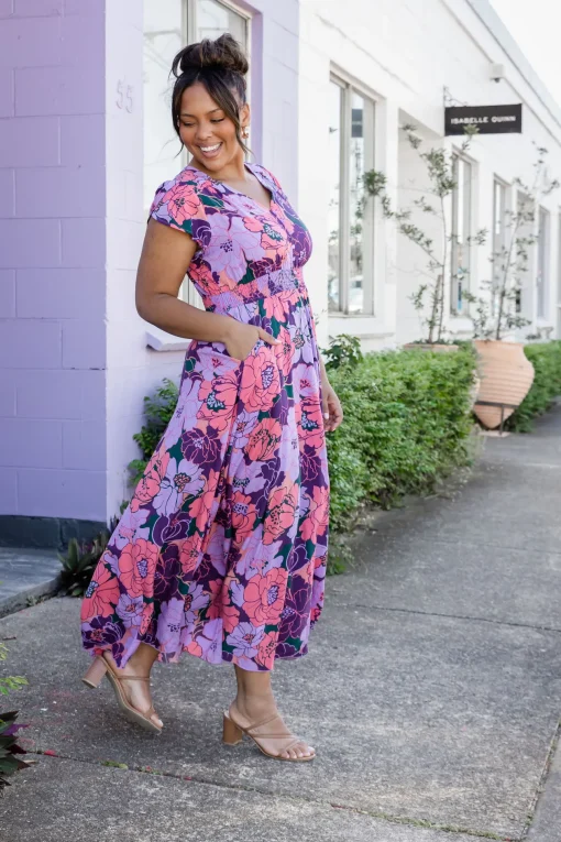 Ellie Floral Maxi Dress in Purple