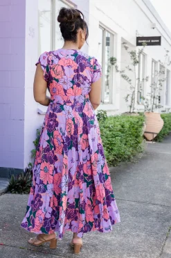 Ellie Floral Maxi Dress in Purple