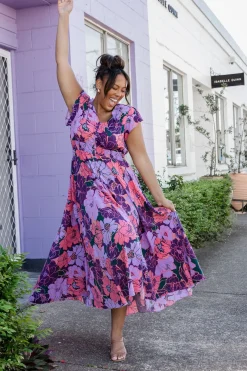 Ellie Floral Maxi Dress in Purple