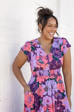 Ellie Floral Maxi Dress in Purple