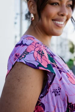 Ellie Floral Maxi Dress in Purple