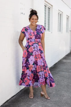 Ellie Floral Maxi Dress in Purple