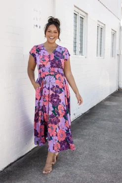 Ellie Floral Maxi Dress in Purple