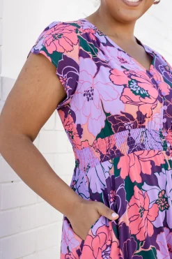 Ellie Floral Maxi Dress in Purple