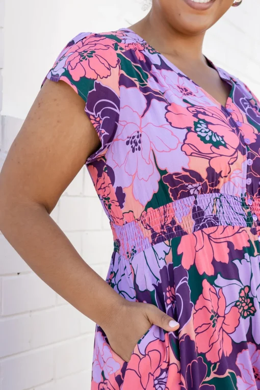 Ellie Floral Maxi Dress in Purple