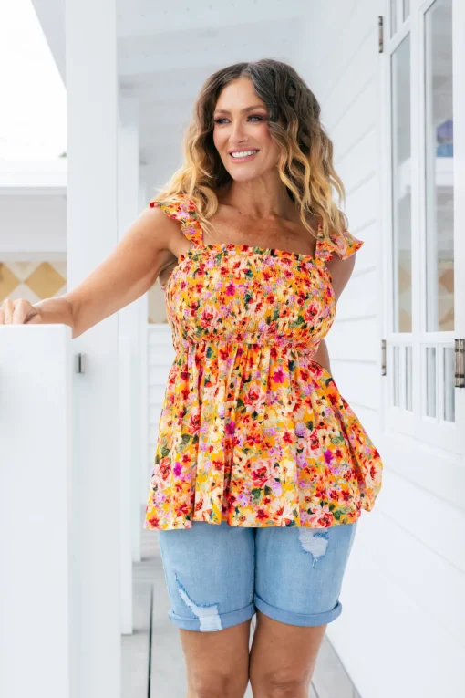 Ellie Top in Sunshine Floral