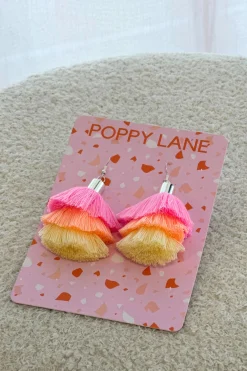 Elly Drop Earrings in Pink, Peach & Yellow