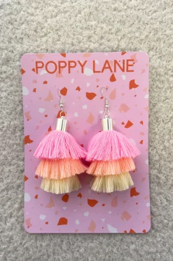 Elly Drop Earrings in Pink, Peach & Yellow