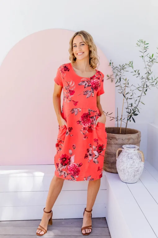 Eve Dress in Hibiscus