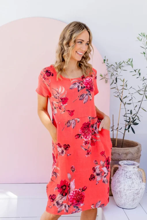Eve Dress in Hibiscus