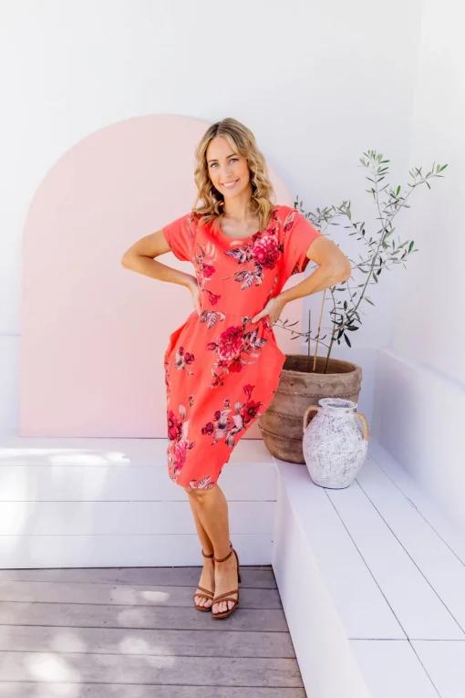 Eve Dress in Hibiscus