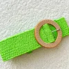 Extra Length Stretch Belt with Flat Buckle in Green