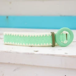 Extra Length Stretch Belt with Green Buckle