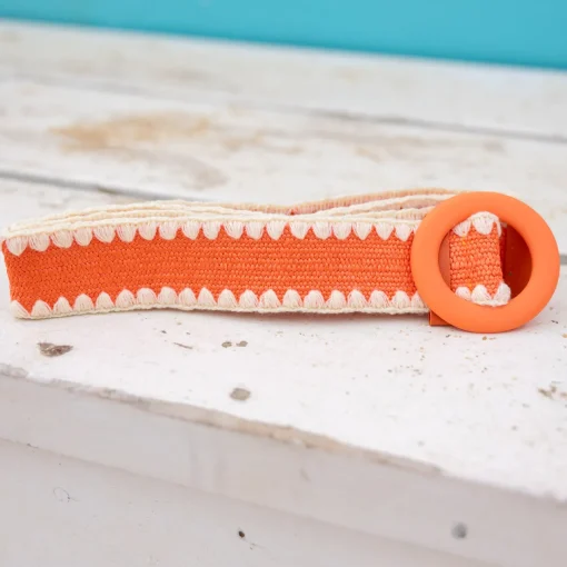 Extra Length Stretch Belt with Orange Buckle