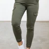 Florence Denim Joggers in Khaki