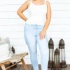 Florence Denim Joggers in Light Blue