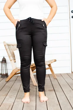 Florence Denim Joggers in Black