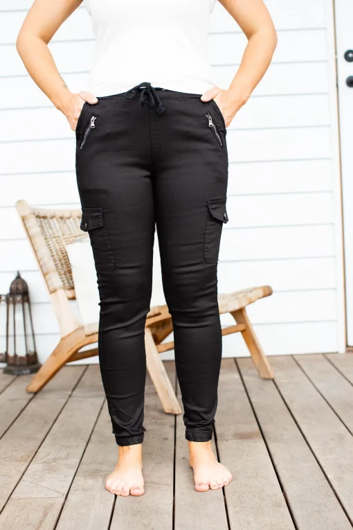 Florence Denim Joggers in Black