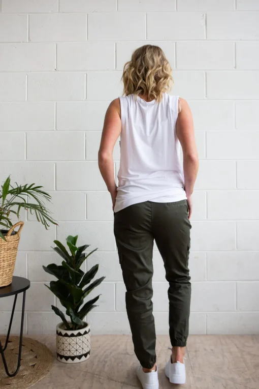 Florence Denim Joggers in Khaki